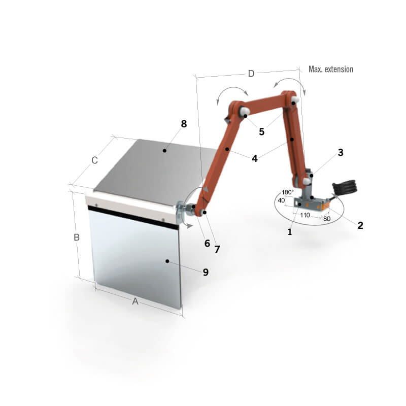 Technical data of the MST-TO11 - an electrically interlocked lathe carriage safety guard